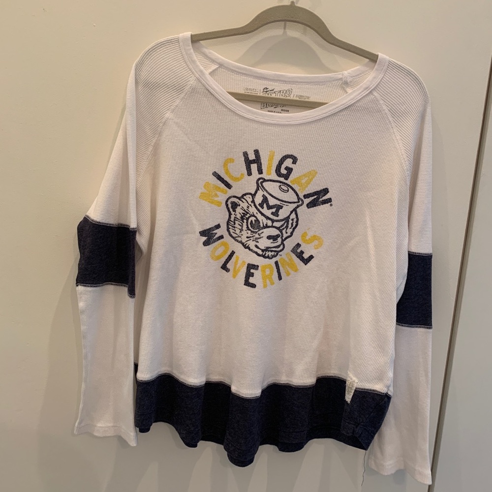 Michigan sleeve-striped longsleeve henley T-Shirt